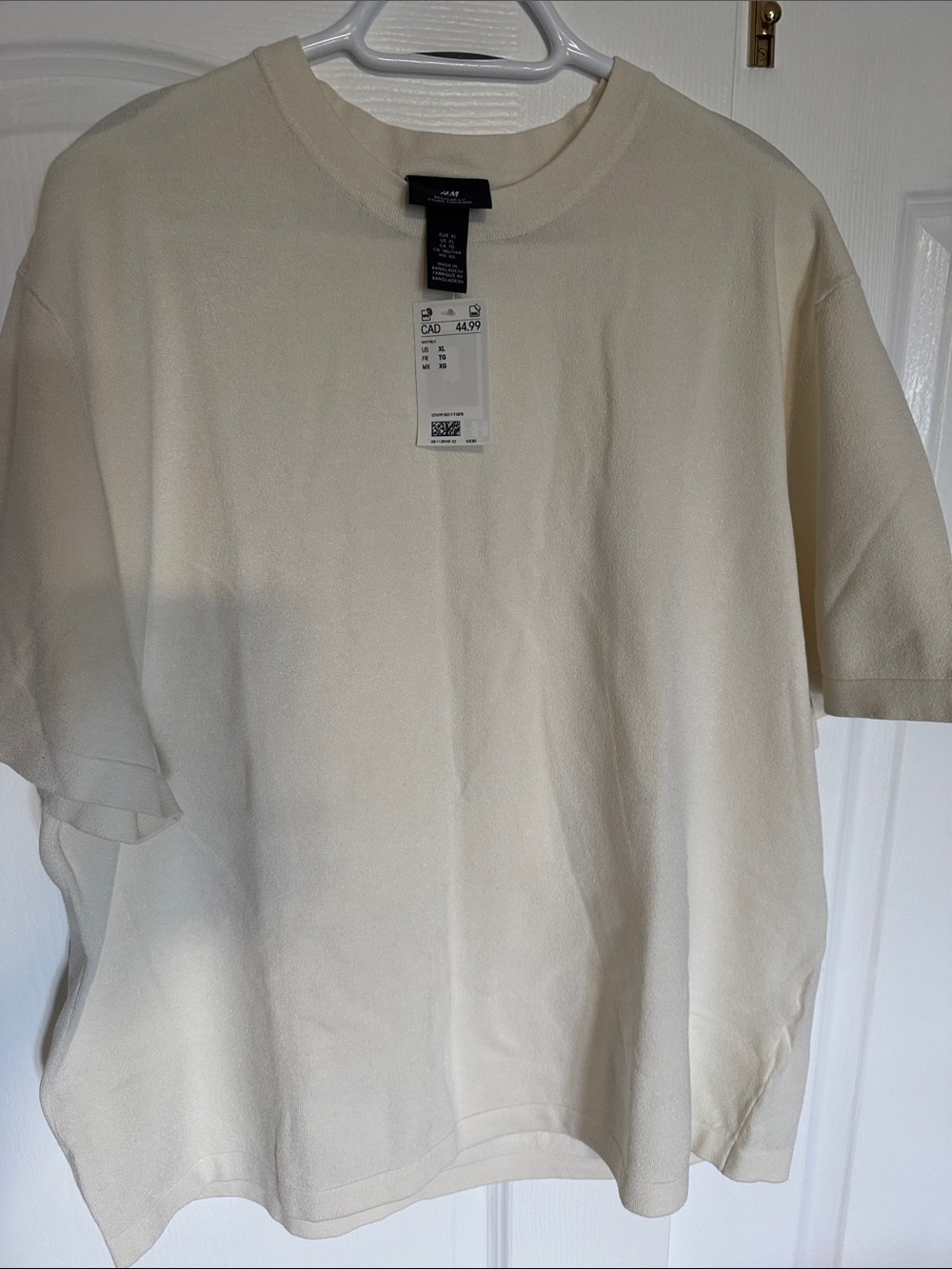 H&M Men’s Cream Short-Sleeve Crewneck Tee